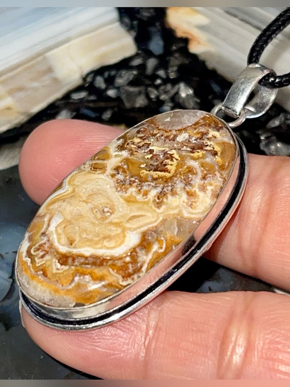 Beautiful Crazy Lace Agate Pendant 2 1/4”